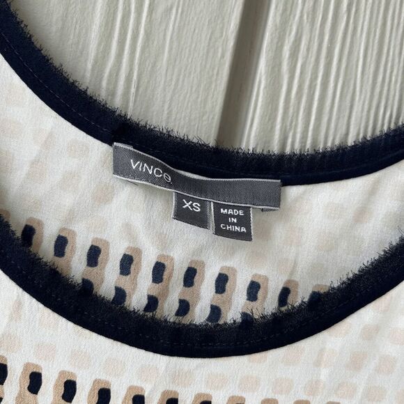 Vince Dot-Stripe Printed Silk Tank Top, Coastal Blue - Picture 4 of 8